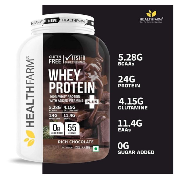 Healthfarm Whey Protein Plus 2Kg 4.4Lbs (Rich Chocolate)