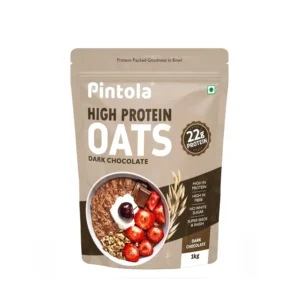 PINTOLA 22g High Protein Oats 1kg, Dark Chocolate,No Refined Sugar, with Almonds Raisin, Pumpkin and Chia Seeds, 8g Fibre, Rolled Oats, Breakfast Cereals | Gluten Free